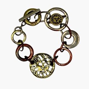 Vintage Anne Klein Lion Head Signature Bracelet Mixed Metal .7”
